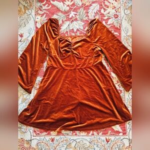 Y2K Rust Orange Velvet Dress